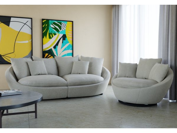 Moderní sedací souprava MALI mega pohovka + otočné křeslo