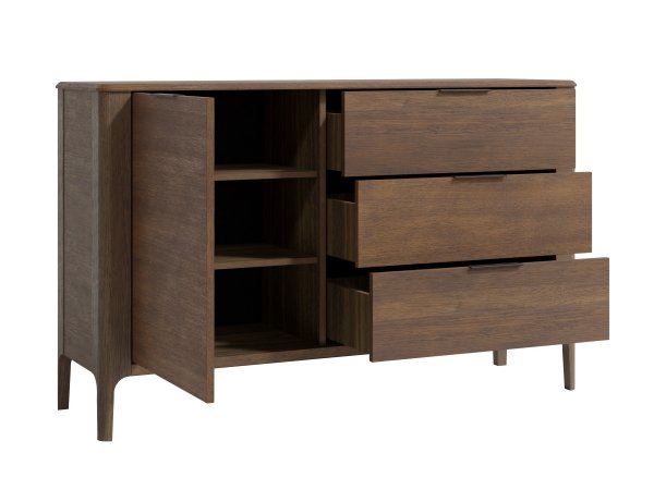 VÝPRODEJ: Komoda MALAWI (typ 45) přírodní dubová dýha/dub masiv - tmavý ořech