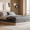 Postel boxspring s úložným prostorem a LED osvětlením MELISSA dub masiv