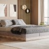 Postel boxspring s úložným prostorem a LED osvětlením MELISSA dub masiv