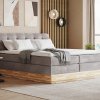 Postel boxspring s úložným prostorem a LED osvětlením MELISSA dub masiv