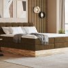 Postel boxspring s úložným prostorem a LED osvětlením MELISSA dub masiv