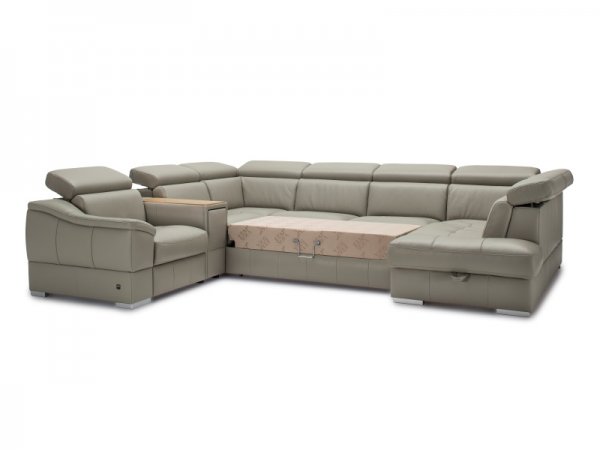 Kožená rozkládací sedací souprava do U CHILL