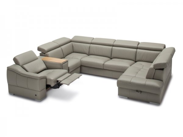 Kožená rozkládací sedací souprava do U CHILL