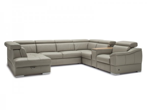 Kožená rozkládací sedací souprava do U CHILL