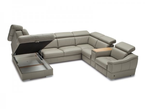 Kožená rozkládací sedací souprava do U CHILL