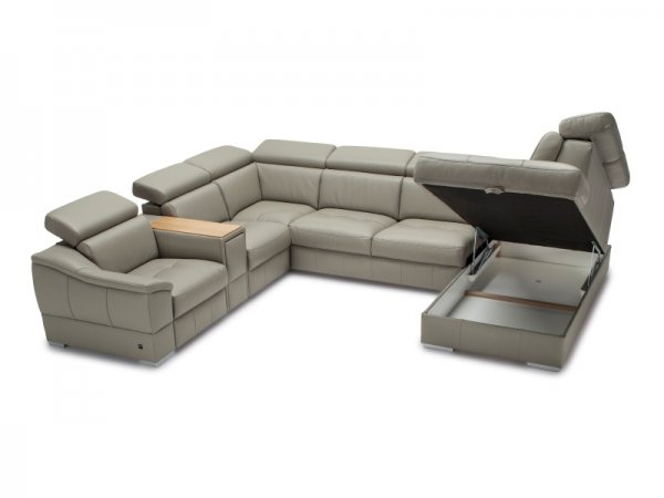 Kožená rozkládací sedací souprava do U CHILL