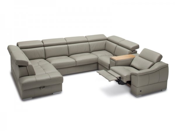 Kožená rozkládací sedací souprava do U CHILL