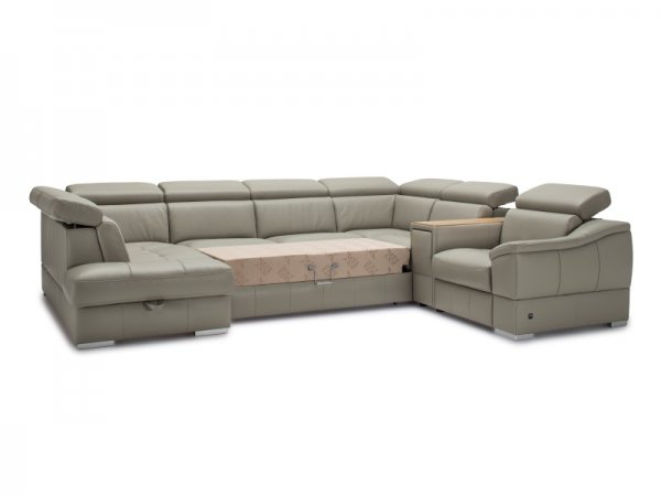 Kožená rozkládací sedací souprava do U CHILL