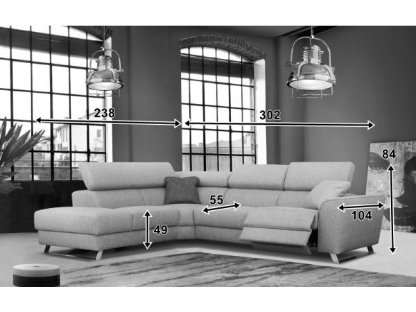 Rohová sedací souprava MILTON s elektrickou funkcí relax