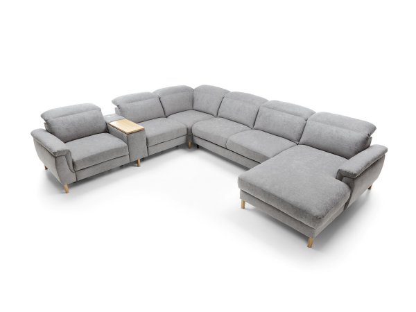 Rohová rozkládací sedací souprava do tvaru U s funkcí relax HERMÍNA