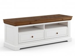 Televizní komoda (typ 09) RONE borovice masiv bílá/tabák