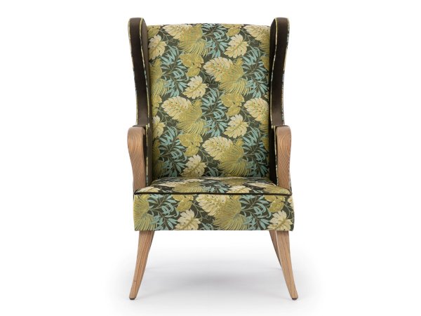 Křeslo ušák s dřevěnými područkami MILANO