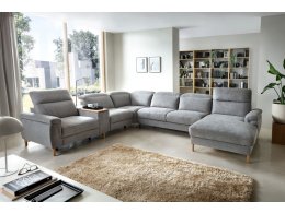 Rohová rozkládací sedací souprava do tvaru U s funkcí relax HERMÍNA