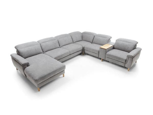 Rohová rozkládací sedací souprava do tvaru U s funkcí relax HERMÍNA