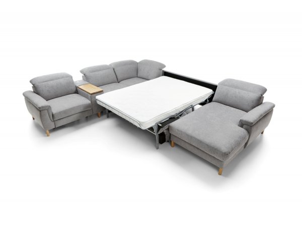 Rohová rozkládací sedací souprava do tvaru U s funkcí relax HERMÍNA