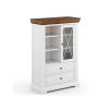 Komoda s vitrínou (typ 04) RONE borovice masiv bílá/tabák