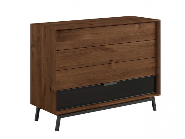 Dubová komoda se sklem LOFT, tabák