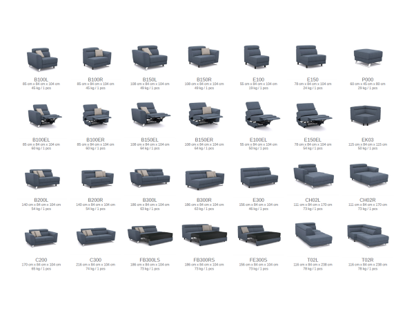 Rohová sedací souprava MILTON s elektrickou funkcí relax