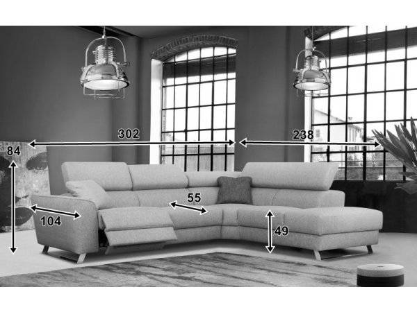 Rohová sedací souprava MILTON s elektrickou funkcí relax