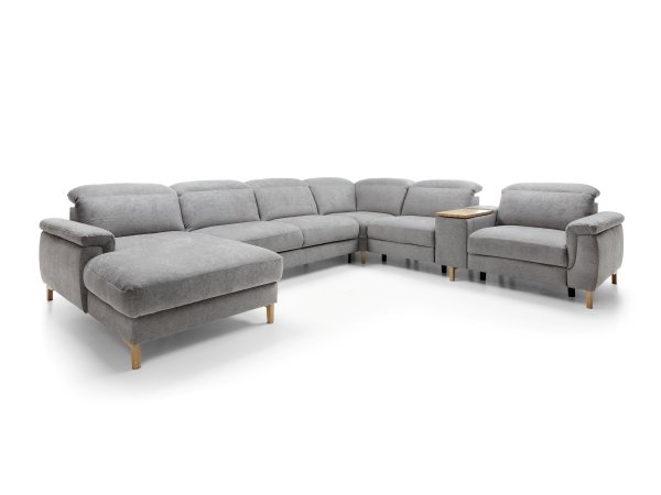 Rohová rozkládací sedací souprava do tvaru U s funkcí relax HERMÍNA