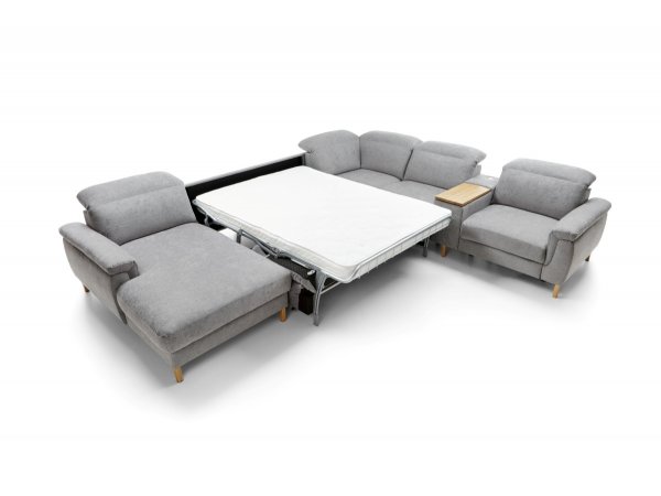 Rohová rozkládací sedací souprava do tvaru U s funkcí relax HERMÍNA