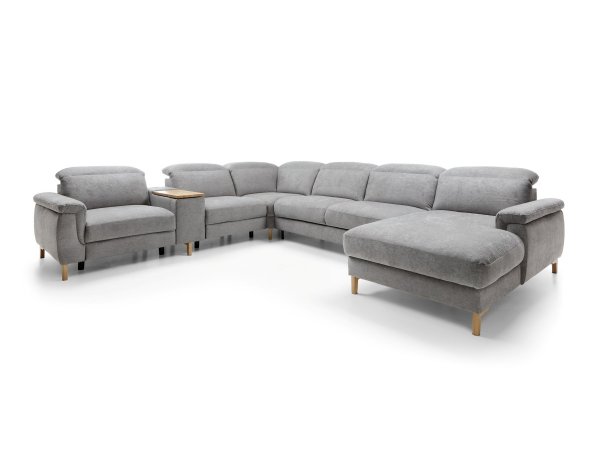 Rohová rozkládací sedací souprava do tvaru U s funkcí relax HERMÍNA