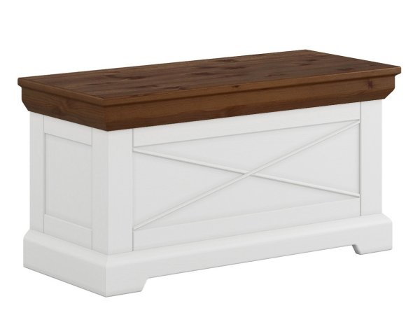 Lavice do předsíně (typ 18) RONE borovice masiv bílá/tabák