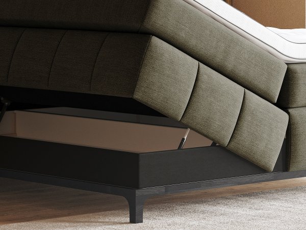 Postel boxspring s úložným prostorem MOONSHOT I dub masiv, černá