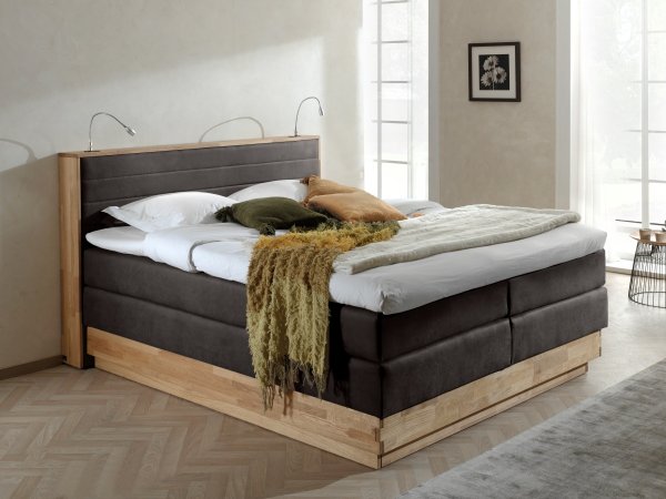 Postel boxspring s úložným prostorem KOLETA dub masiv