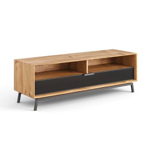 Dubová TV skříňka LOFT se sklem malá