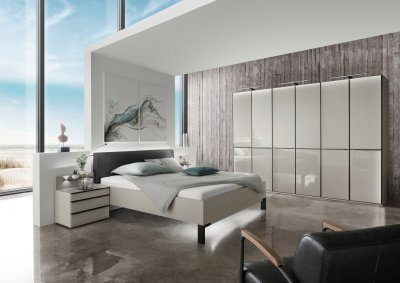 Moderní ložnice MONTREAL šedá/sklo šedý lesk