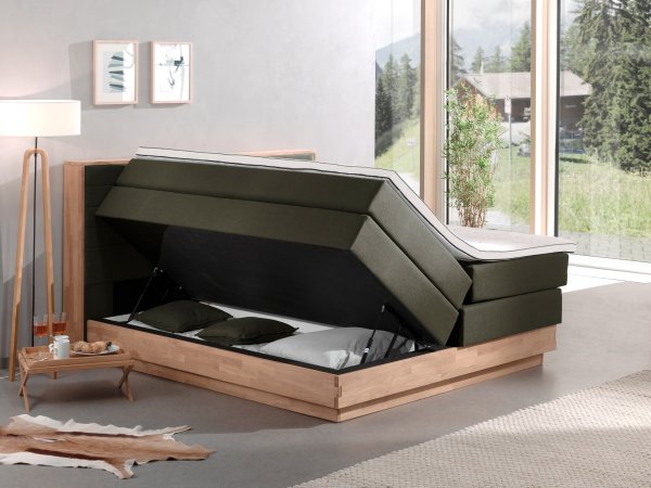 Postel boxspring s úložným prostorem KOLETA dub masiv