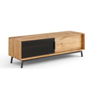 Dubová TV skříňka LOFT se sklem velká