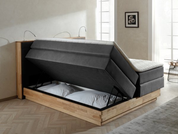 Postel boxspring s úložným prostorem KOLETA 2 dub masiv