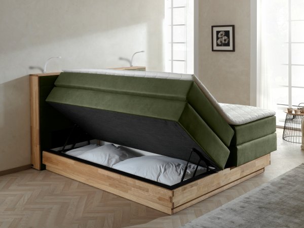 Postel boxspring s úložným prostorem KOLETA dub masiv