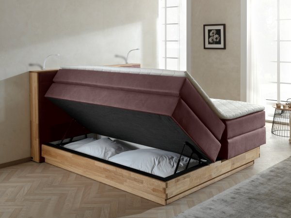 Postel boxspring s úložným prostorem KOLETA dub masiv