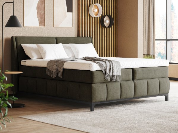 Postel boxspring s úložným prostorem MOONSHOT I dub masiv, černá