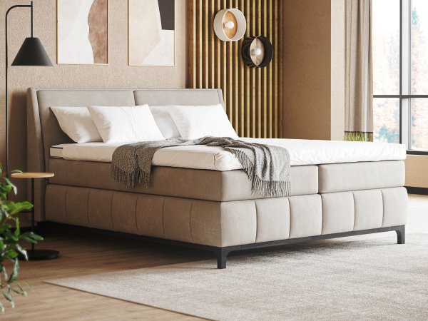 Postel boxspring s úložným prostorem MOONSHOT I dub masiv, černá