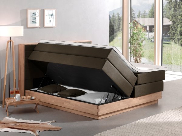 Postel boxspring s úložným prostorem KOLETA dub masiv