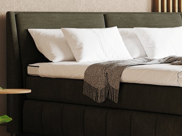 Postel boxspring s úložným prostorem MOONSHOT I dub masiv, černá