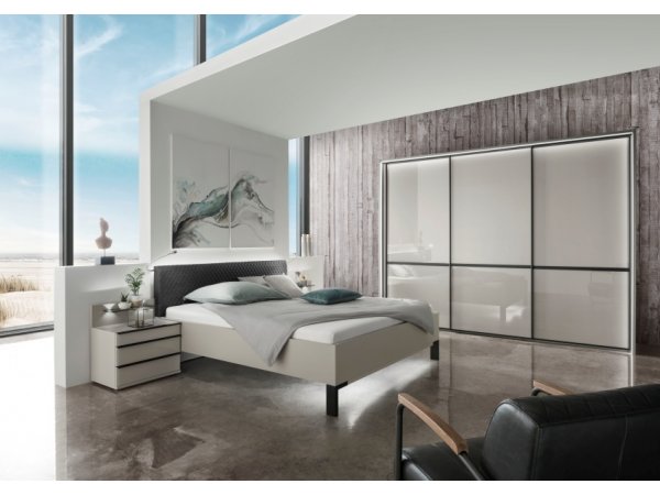 Šatní skříň s posuvnými dveřmi MONTREAL šedá/sklo šedý lesk