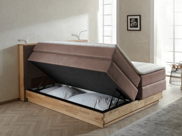 Postel boxspring s úložným prostorem KOLETA 2 dub masiv