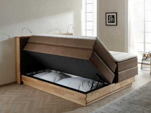 Postel boxspring s úložným prostorem KOLETA dub masiv