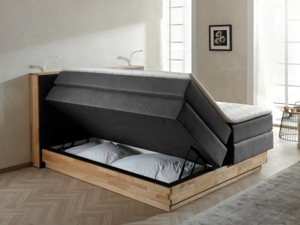 Postel boxspring s úložným prostorem KOLETA dub masiv