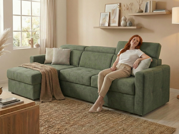 Rohová rozkládací sedací souprava pro každodenní rozkládání NARDO