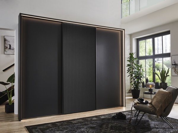 Šatní skříň NEVADA grafit/dub bianco