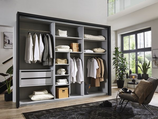 Šatní skříň NEVADA grafit/dub bianco