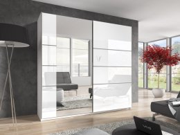 Šatní skříň se zrcadlem BETA bílý lesk