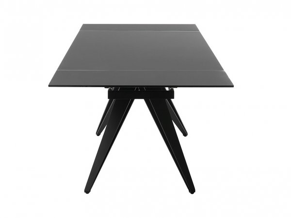 Rozkládací jídelní stůl NEMURO černé saténové sklo, podnož černá matná (160-240x90 cm)